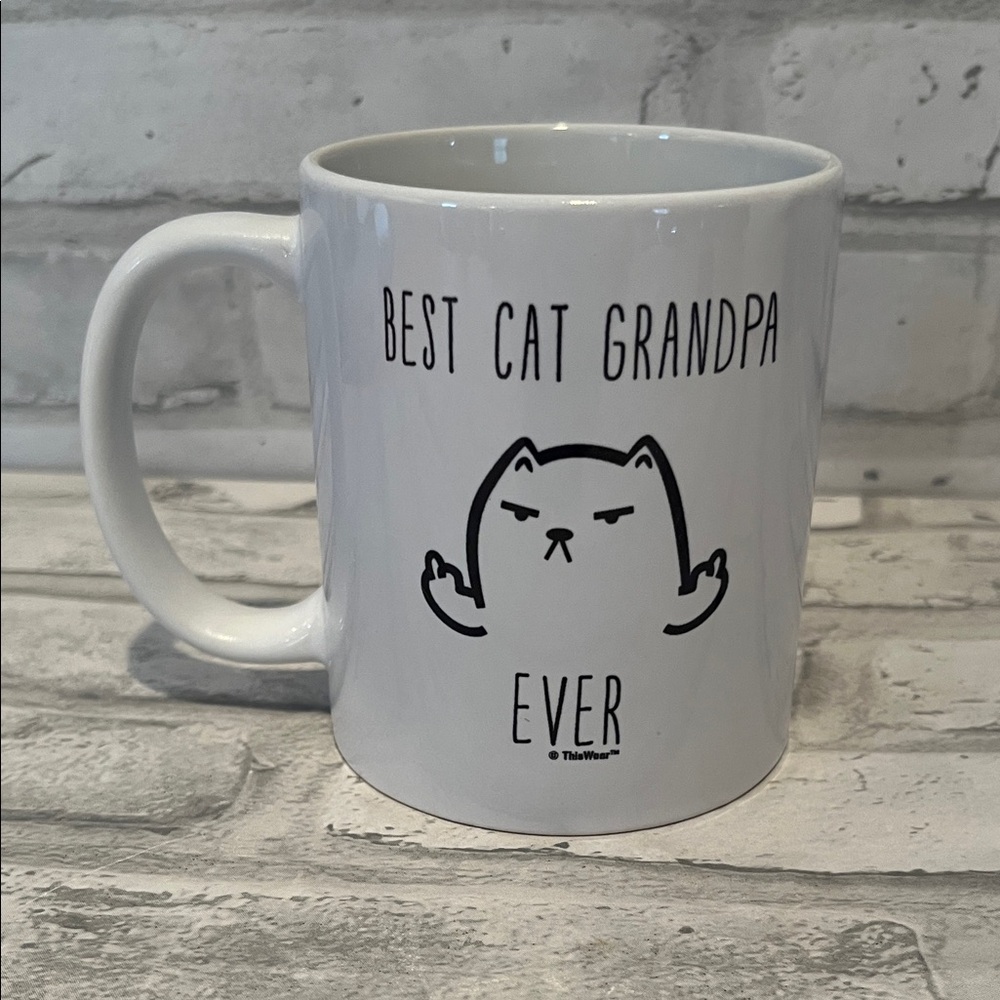 Humorous White Cat Grandpa Mug